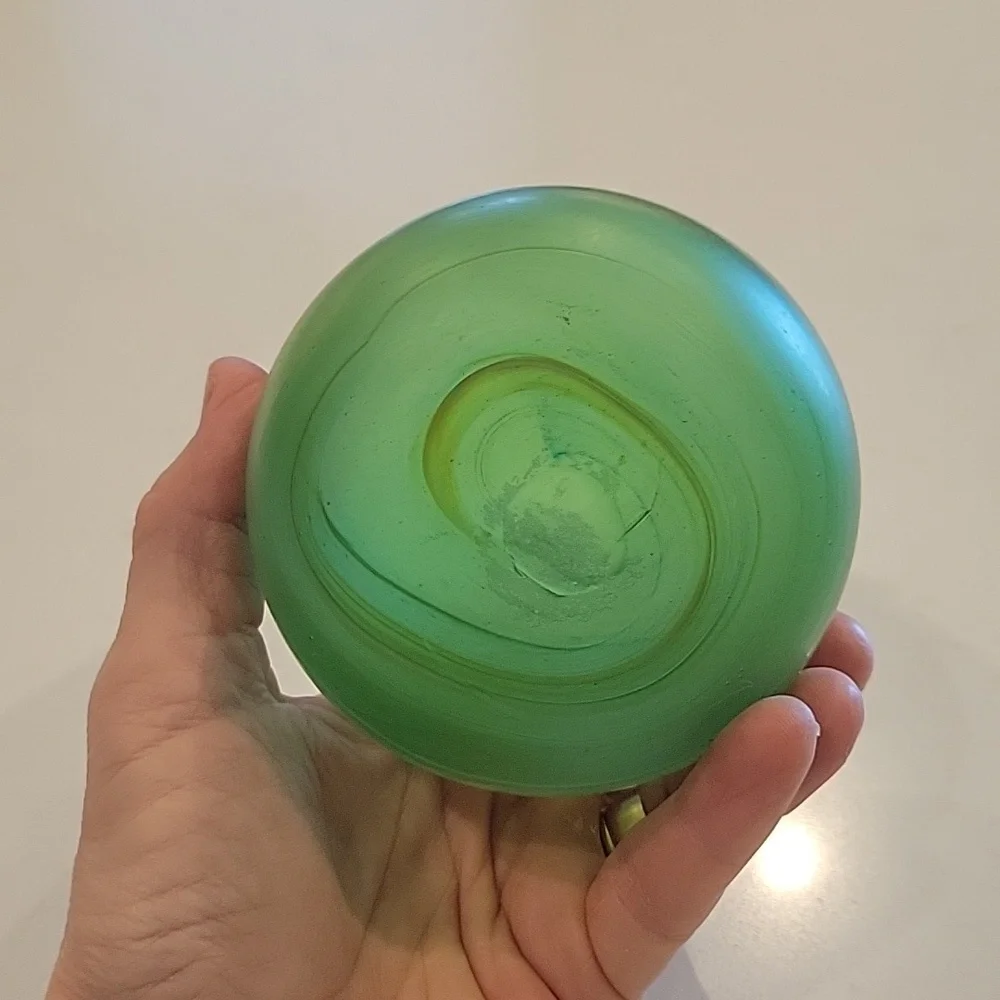 Handblown Phoenician Green Swirl  Candle  Holder